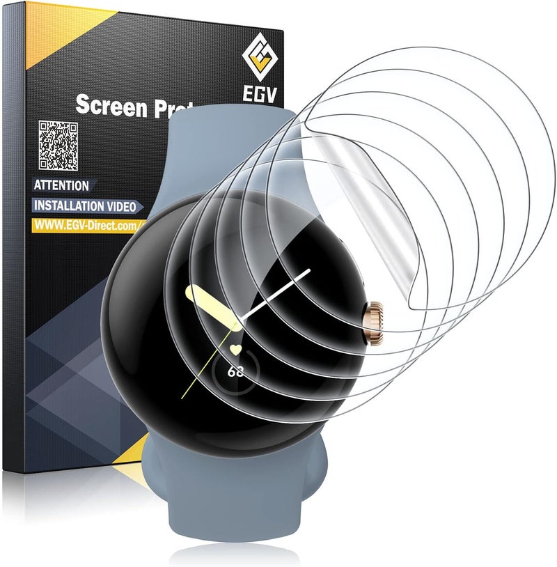 EGV 6 Pack for Google Pixel Watch 41mm Screen Protector, Pixel Watch 4/3/2/1 Screen Protector [Upgrade Flexible Film] Self-Healing, Anti-Scratch, [Non-Bubbles] Soft HD TPU - Image 1